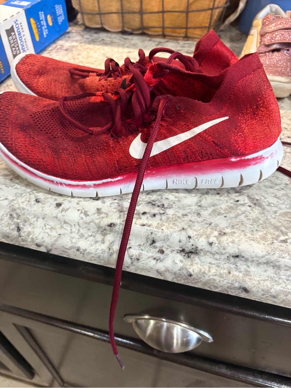 Nike Red Knit Running Shoes with White Swoosh
